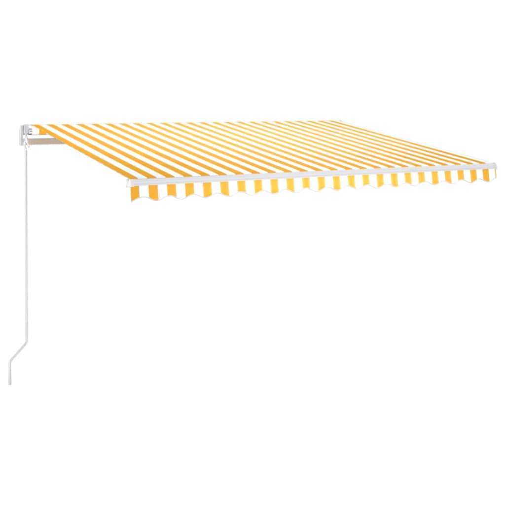 Vidaxl Luifel se puede extender manualmente con LED 450x350 cm amarillo y blanco