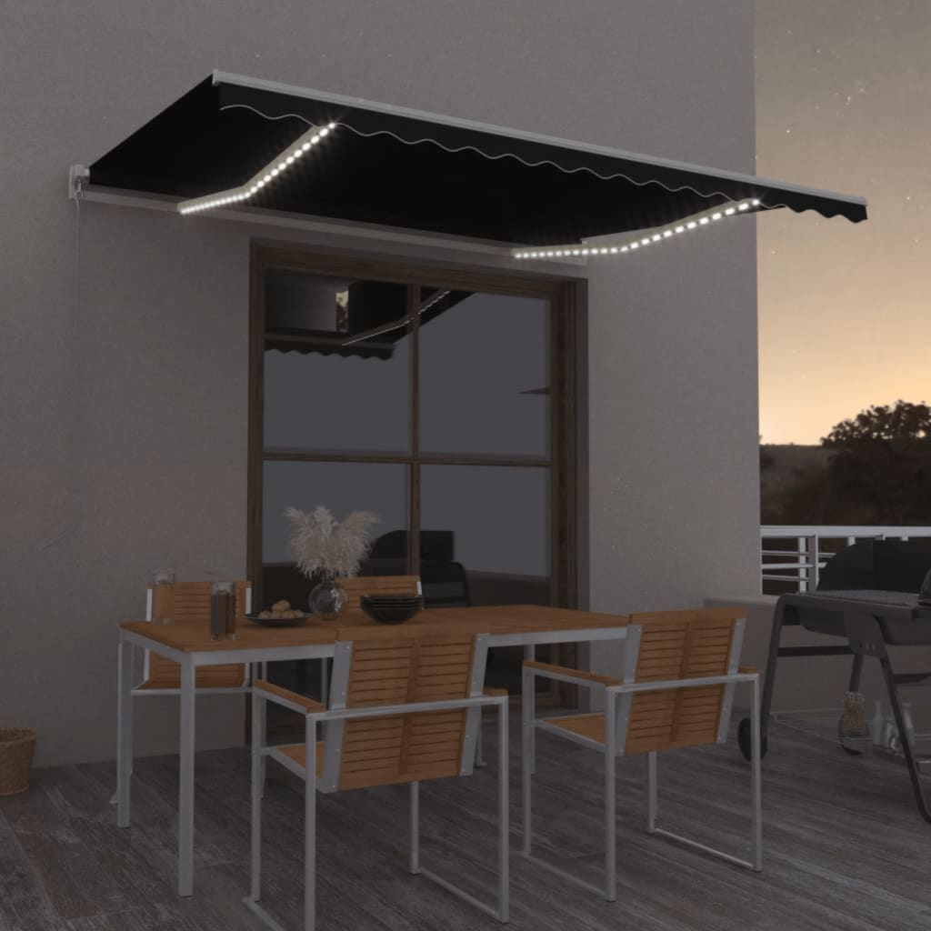 Vidaxl Luifel se puede extender manualmente con color antracita LED 450x350 cm