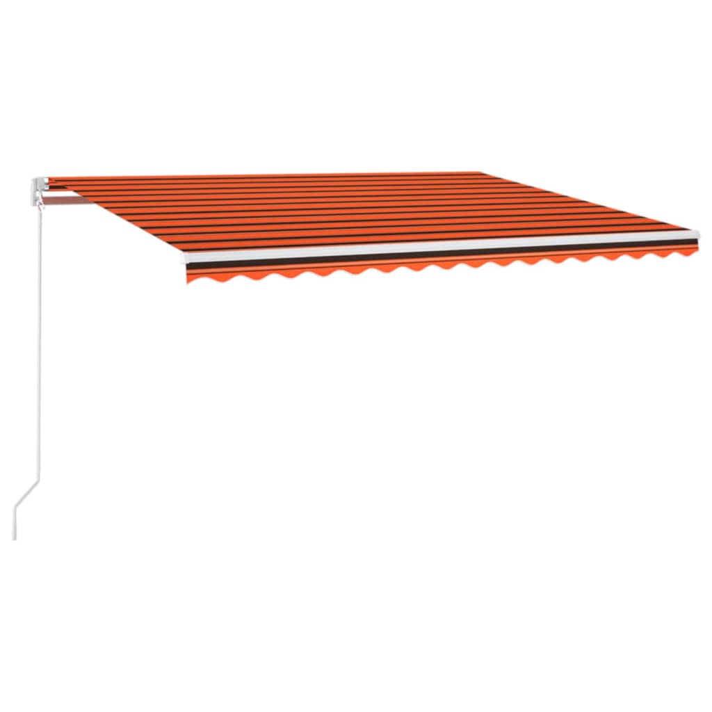 Vidaxl Luifel estendibile manualmente con arancione 450x350 cm LED e marrone