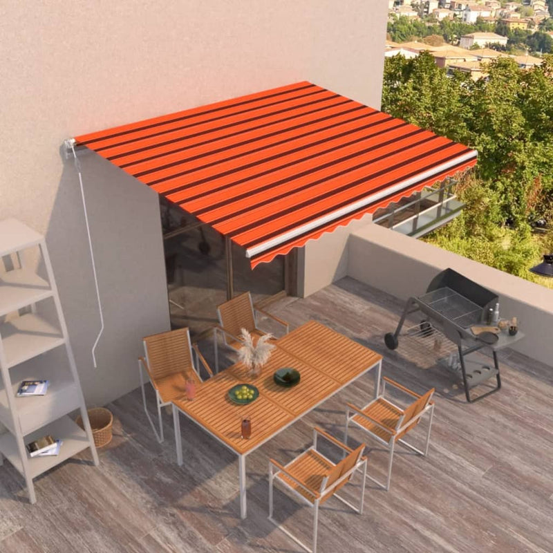 Vidaxl Luifel estende automaticamente 450x350 cm arancione e marrone