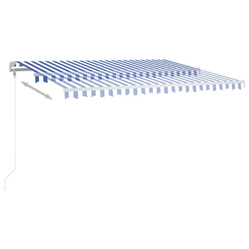 VidaXL Luifel automatisch met LED en windsensor 450x350 cm blauw wit
