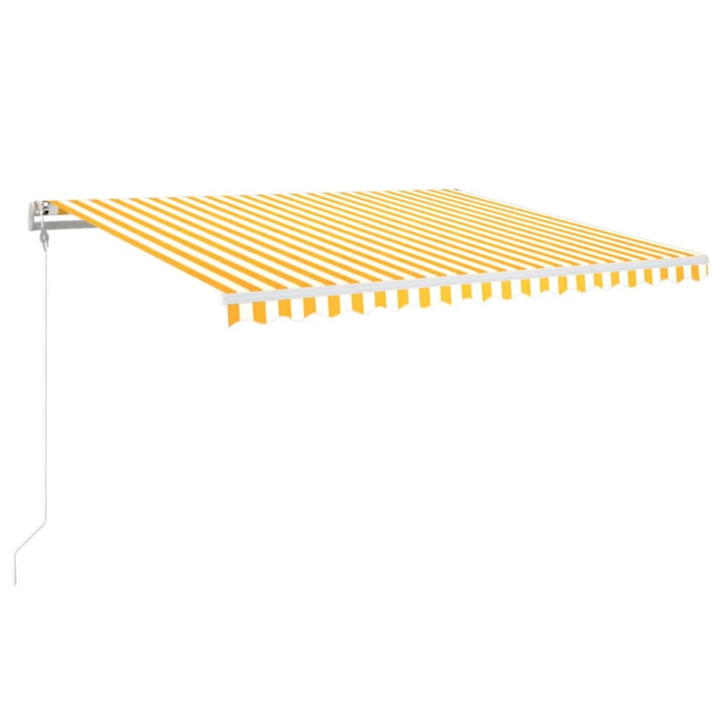 Vidaxl Luifel automático con sensor de LED y viento 450x350 cm blanco amarillo