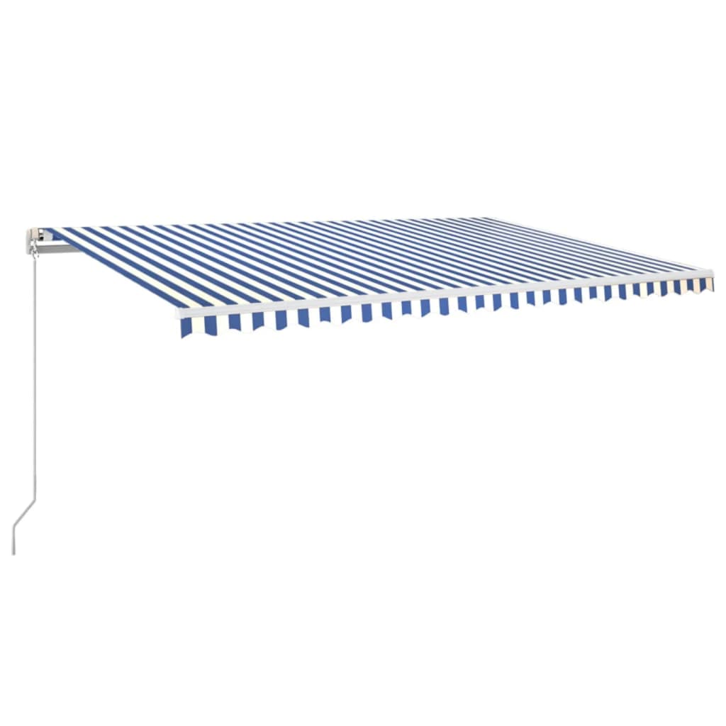Vidaxl Luifel estendibile manualmente con LED 500x350 cm blu e bianco