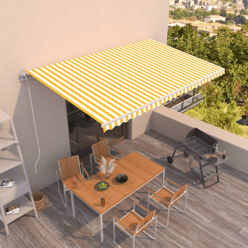 Vidaxl Luifel Automatico estensibile 500x350 cm giallo e bianco