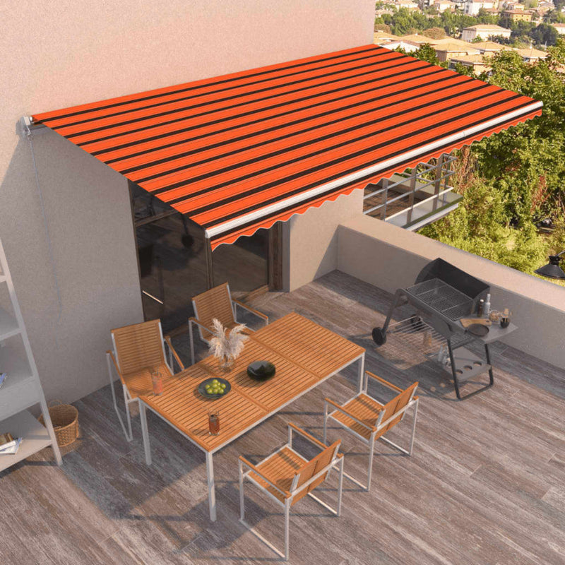 Vidaxl Luifel estende manualmente 600x350 cm arancione e marrone