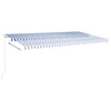 VidaXL Luifel handmatig uittrekbaar met LED 600x350 cm blauw en wit