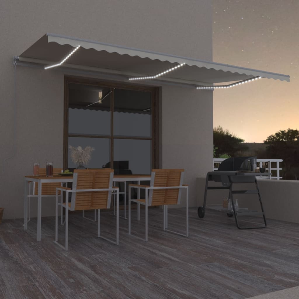 Vidaxl Luifel estendibile manualmente con crema LED 600x350 cm