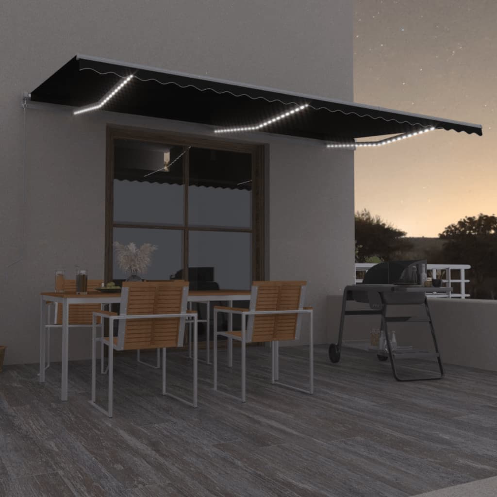 Vidaxl Luifel se puede extender manualmente con color antracita LED 600x350 cm