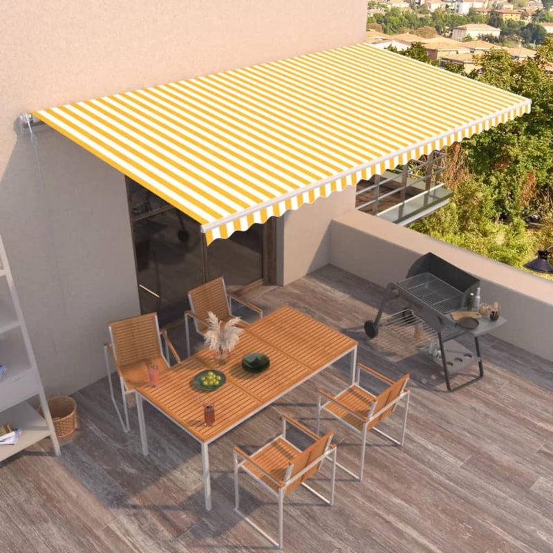 Vidaxl Luifel estende automaticamente 600x350 cm giallo e bianco