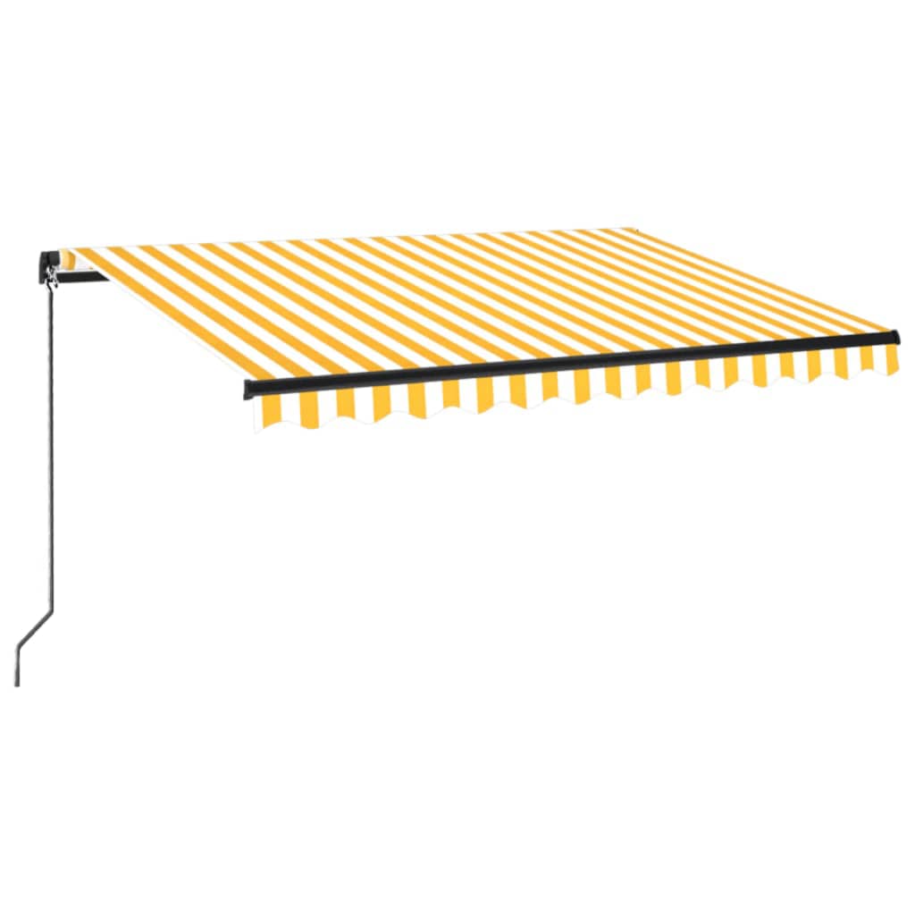 Vidaxl Luifel estende manualmente 350x250 cm giallo e bianco