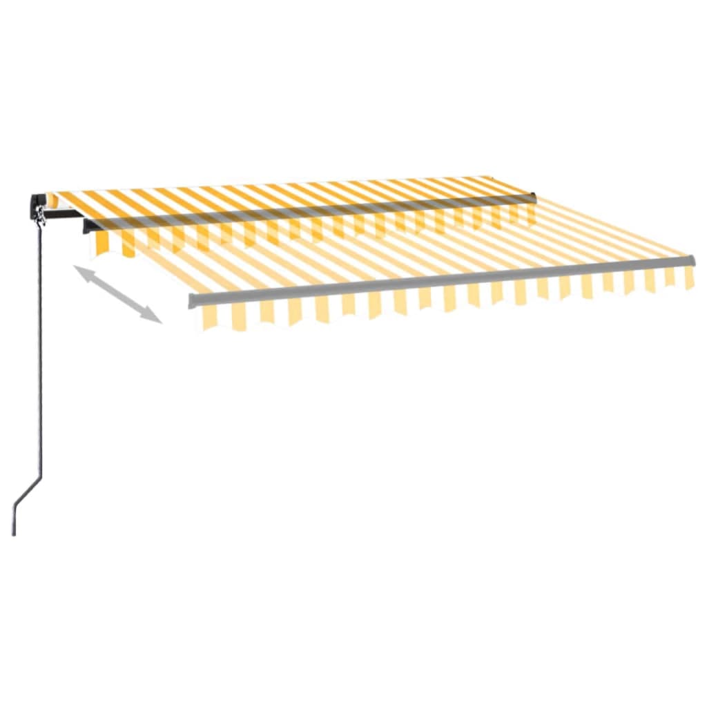 Vidaxl Luifel estende manualmente 350x250 cm giallo e bianco