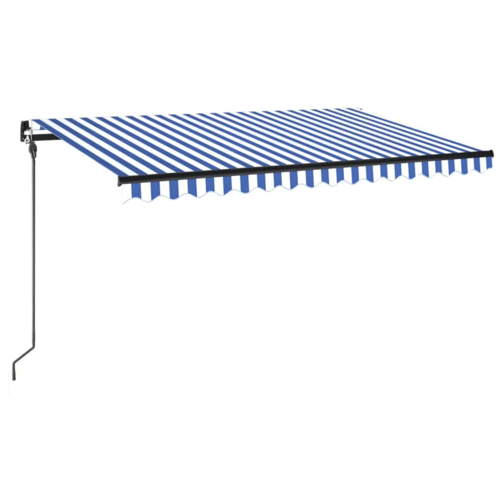 Vidaxl Luifel se puede extender manualmente con LED 400x300 cm azul y blanco