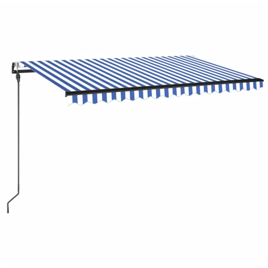 Vidaxl Luifel automatico con LED e sensore del vento 400x300 cm blu e bianco
