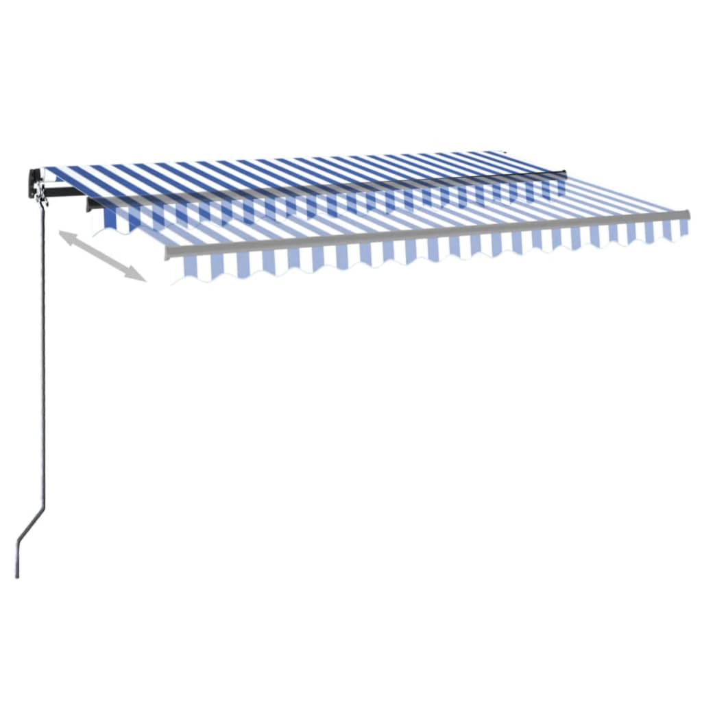 Vidaxl Luifel automatico con LED e sensore del vento 400x300 cm blu e bianco