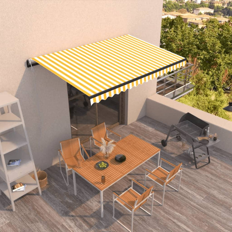 Vidaxl Luifel estende automaticamente 450x300 cm giallo e bianco