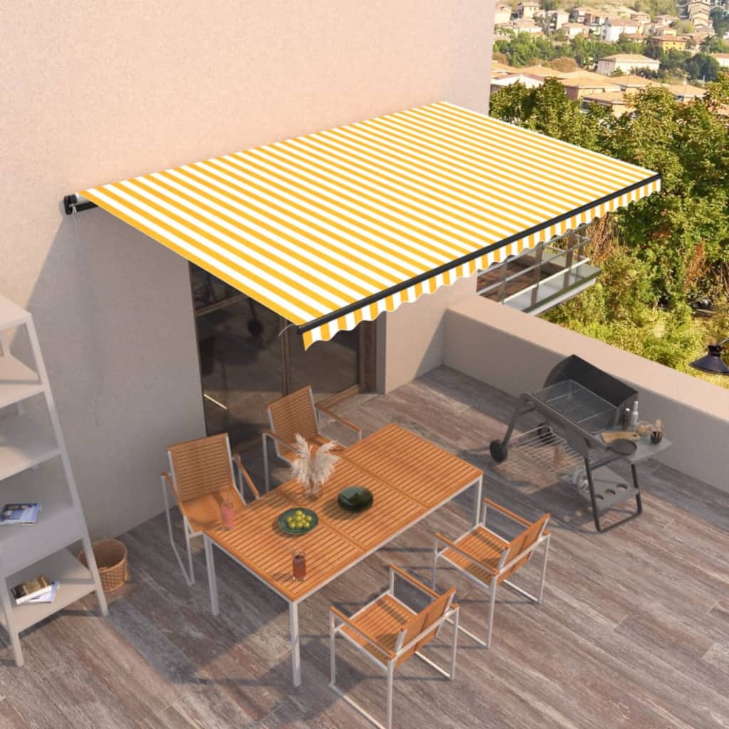 VidaXL Luifel handmatig uittrekbaar 500x300 cm geel en wit