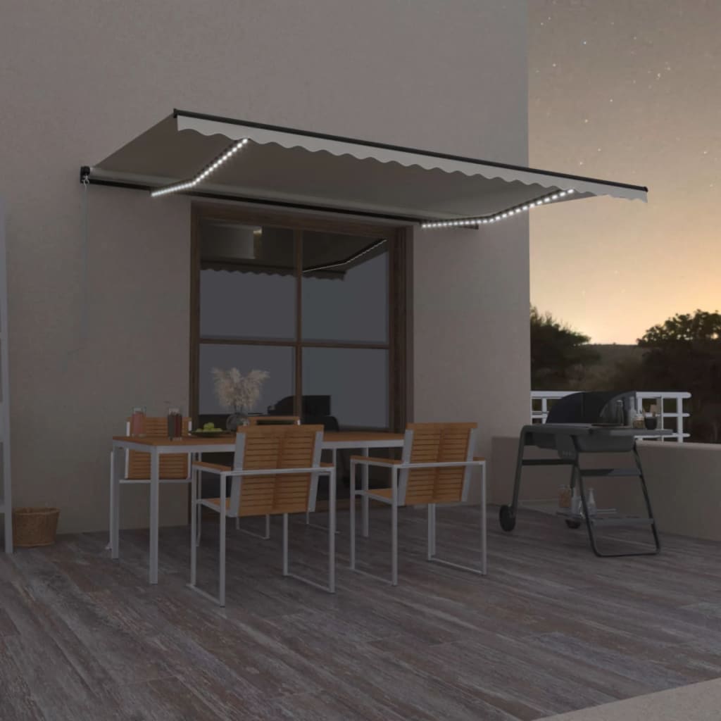 Vidaxl Luifel estendibile manualmente con crema LED 500x300 cm
