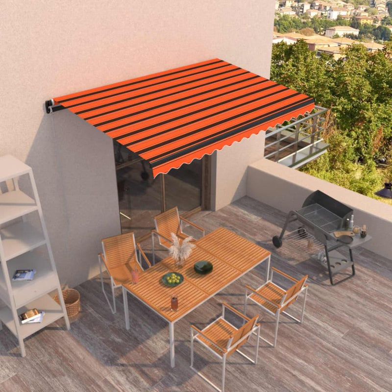 Vidaxl Luifel estende manualmente 400x350 cm arancione e marrone