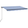 Vidaxl Luifel se puede extender manualmente con LED 400x350 cm azul y blanco