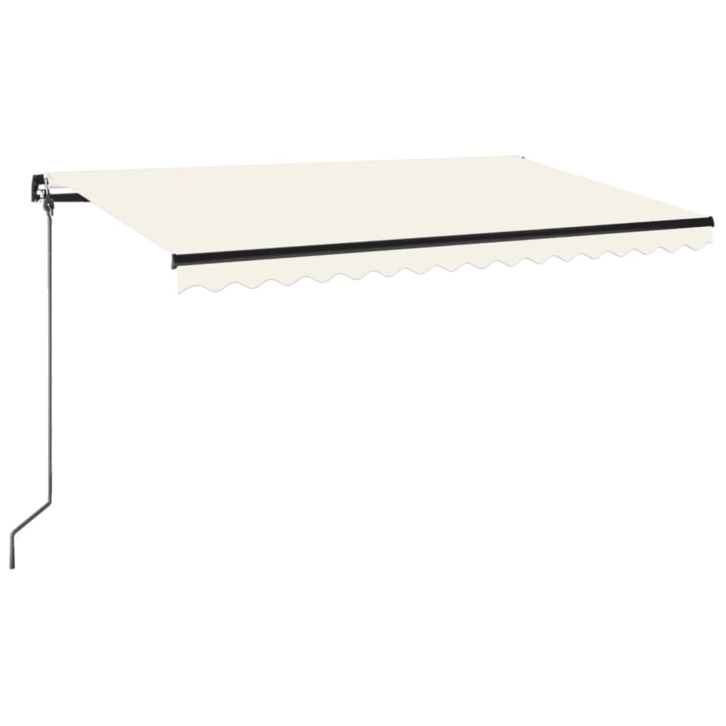 VidaXL Luifel handmatig uittrekbaar met LED 400x350 cm crèmekleurig