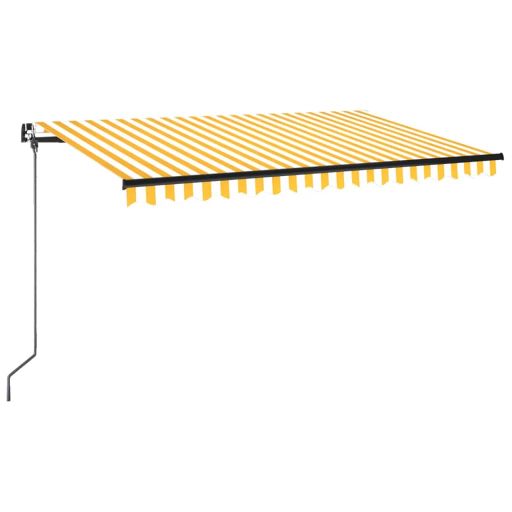 VidaXL Luifel handmatig uittrekbaar met LED 400x350 cm geel en wit