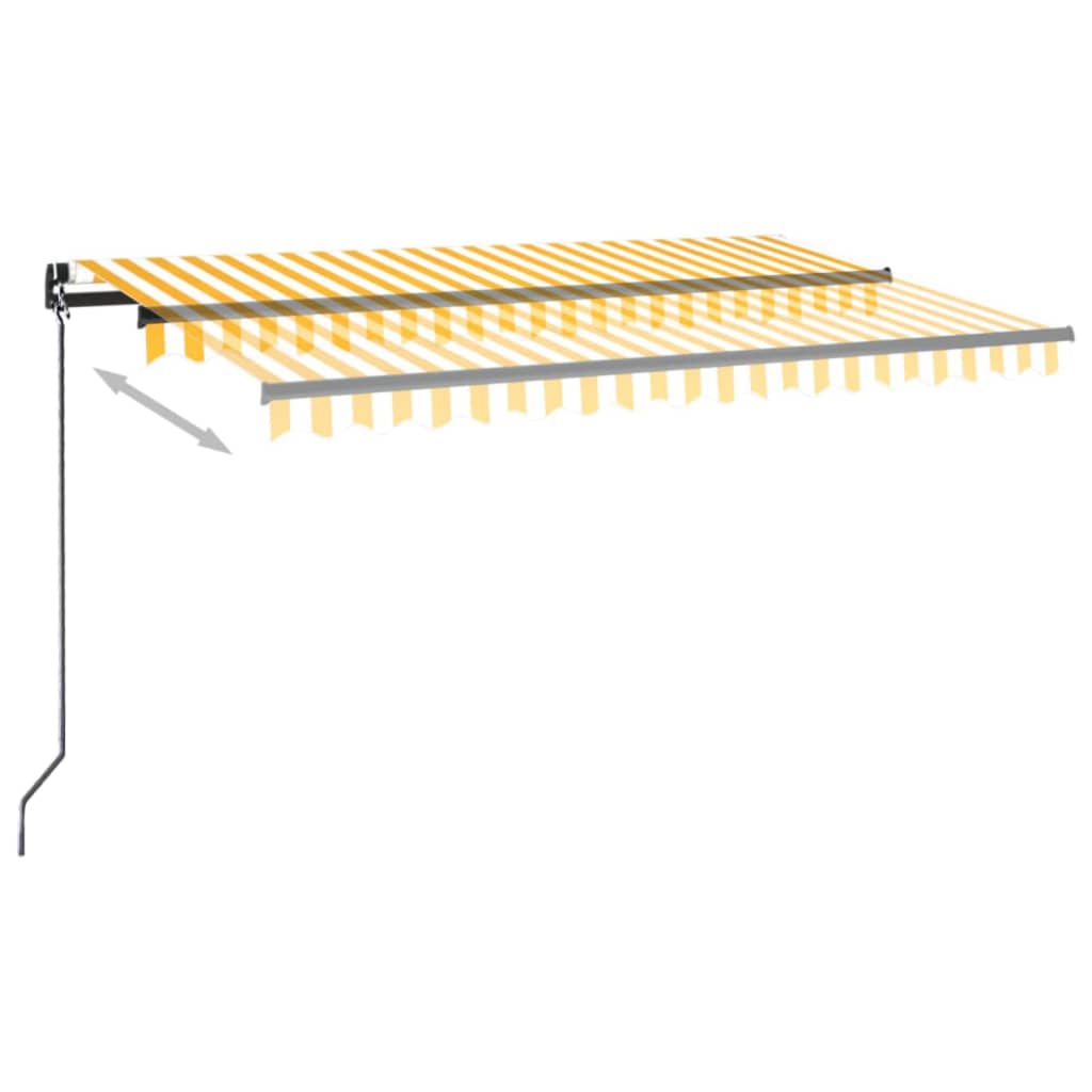 VidaXL Luifel handmatig uittrekbaar met LED 400x350 cm geel en wit