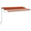 Vidaxl Luifel estendibile manualmente con arancione 400x350 cm a LED e marrone