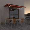 Vidaxl Luifel estendibile manualmente con arancione 400x350 cm a LED e marrone