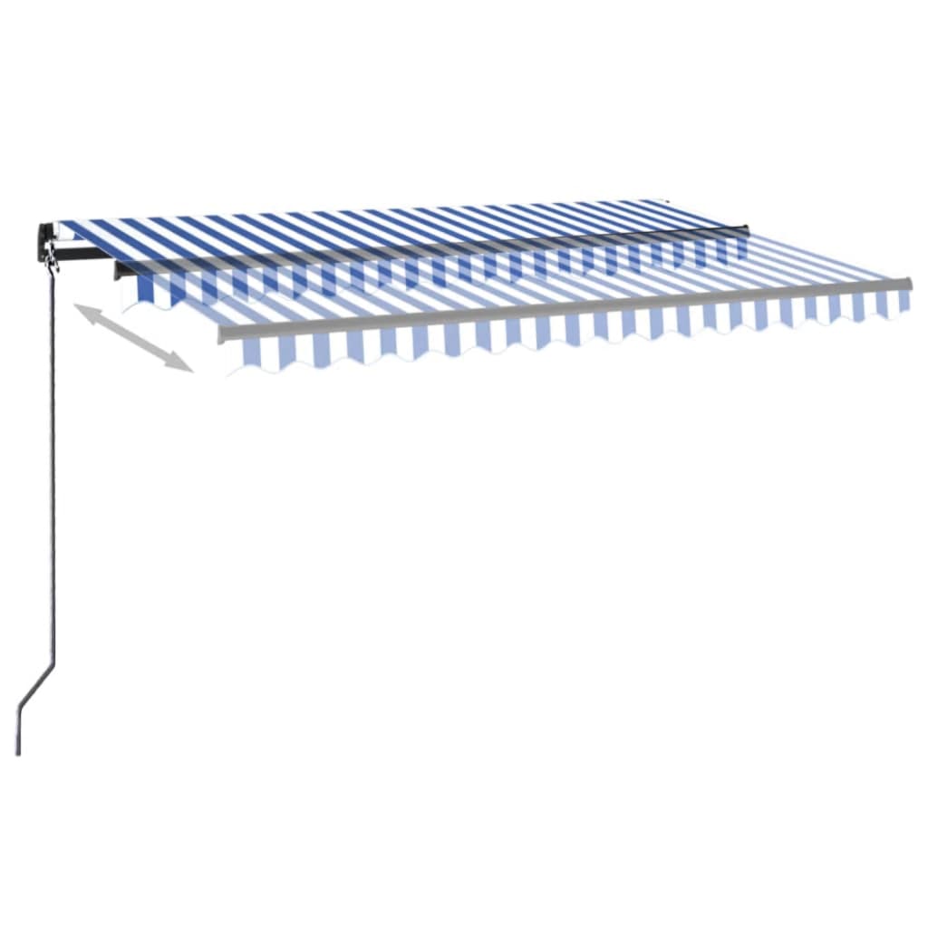 VidaXL Luifel handmatig uittrekbaar 450x350 cm blauw en wit
