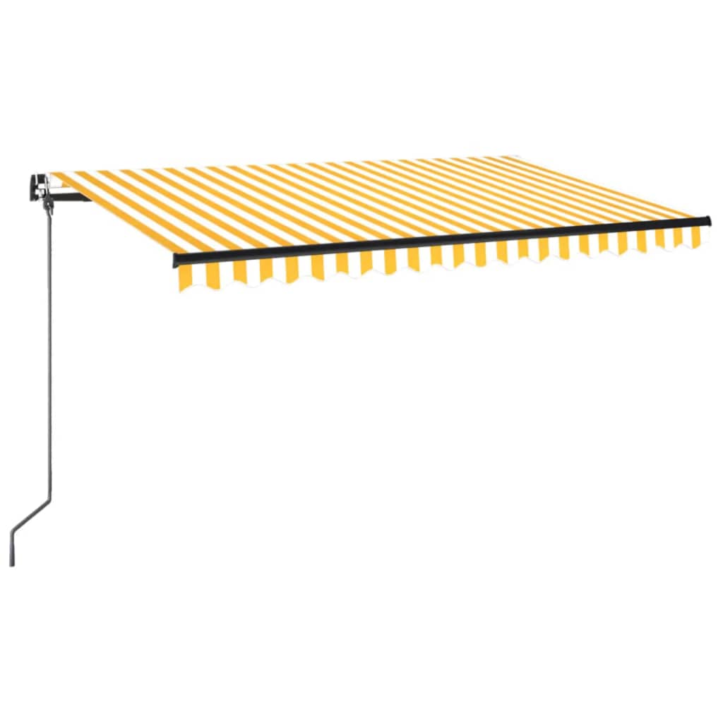 Vidaxl Luifel estende manualmente 450x350 cm giallo e bianco