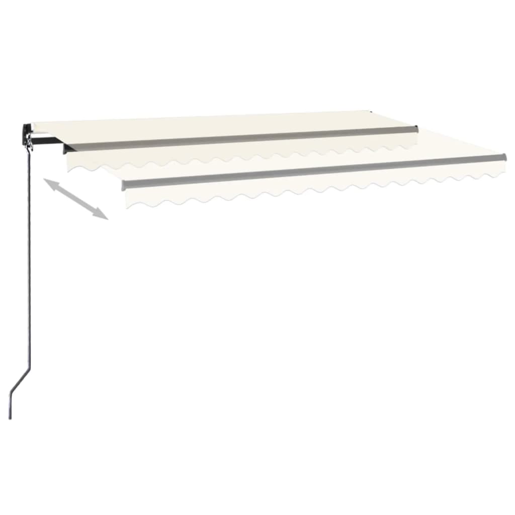 VidaXL Luifel handmatig uittrekbaar met LED 450x350 cm crèmekleurig