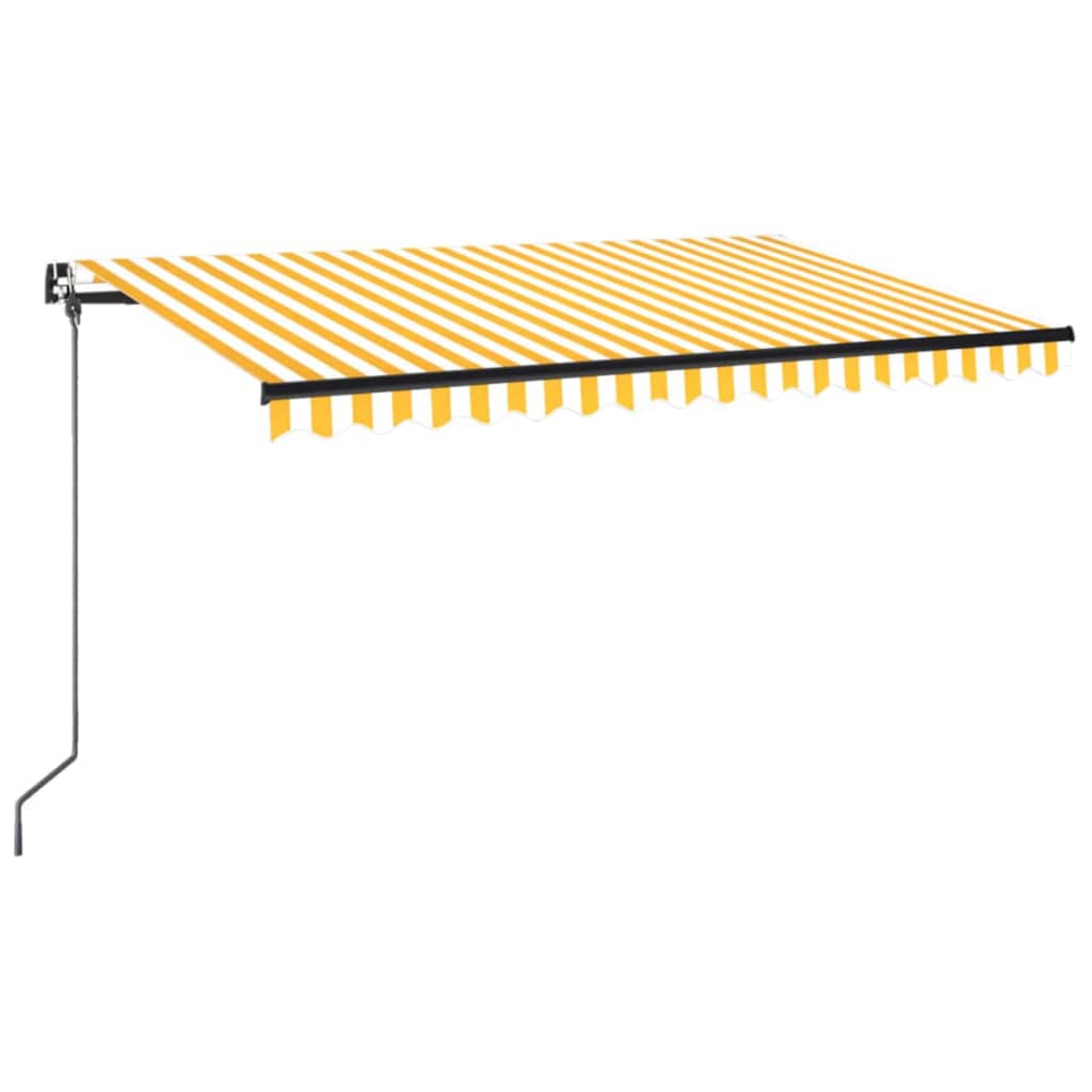 Vidaxl Luifel estendibile manualmente con LED 450x350 cm giallo e bianco