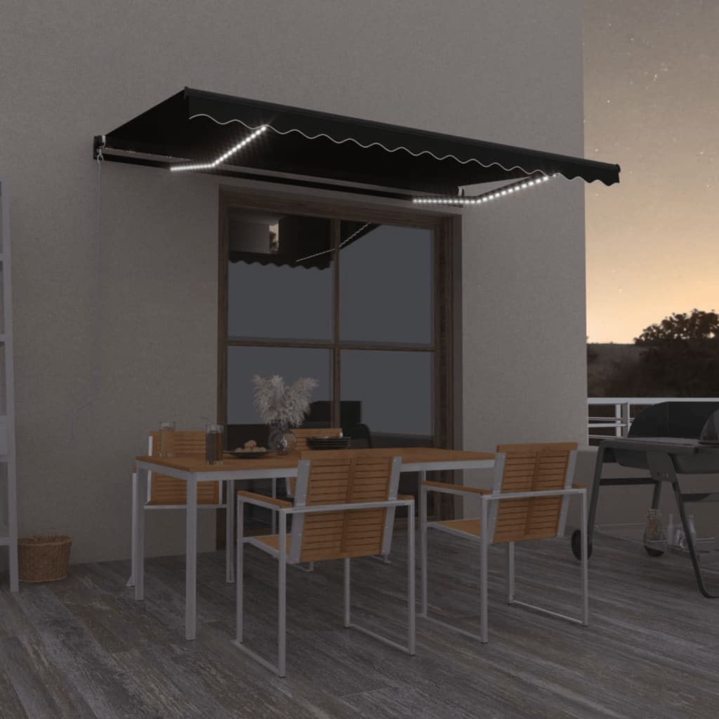 Vidaxl Luifel se puede extender manualmente con color antracita LED 450x350 cm