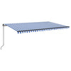 VidaXL Luifel handmatig uittrekbaar met LED 500x350 cm blauw en wit