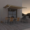 Vidaxl Luifel estendibile manualmente con LED 500x350 cm giallo e bianco