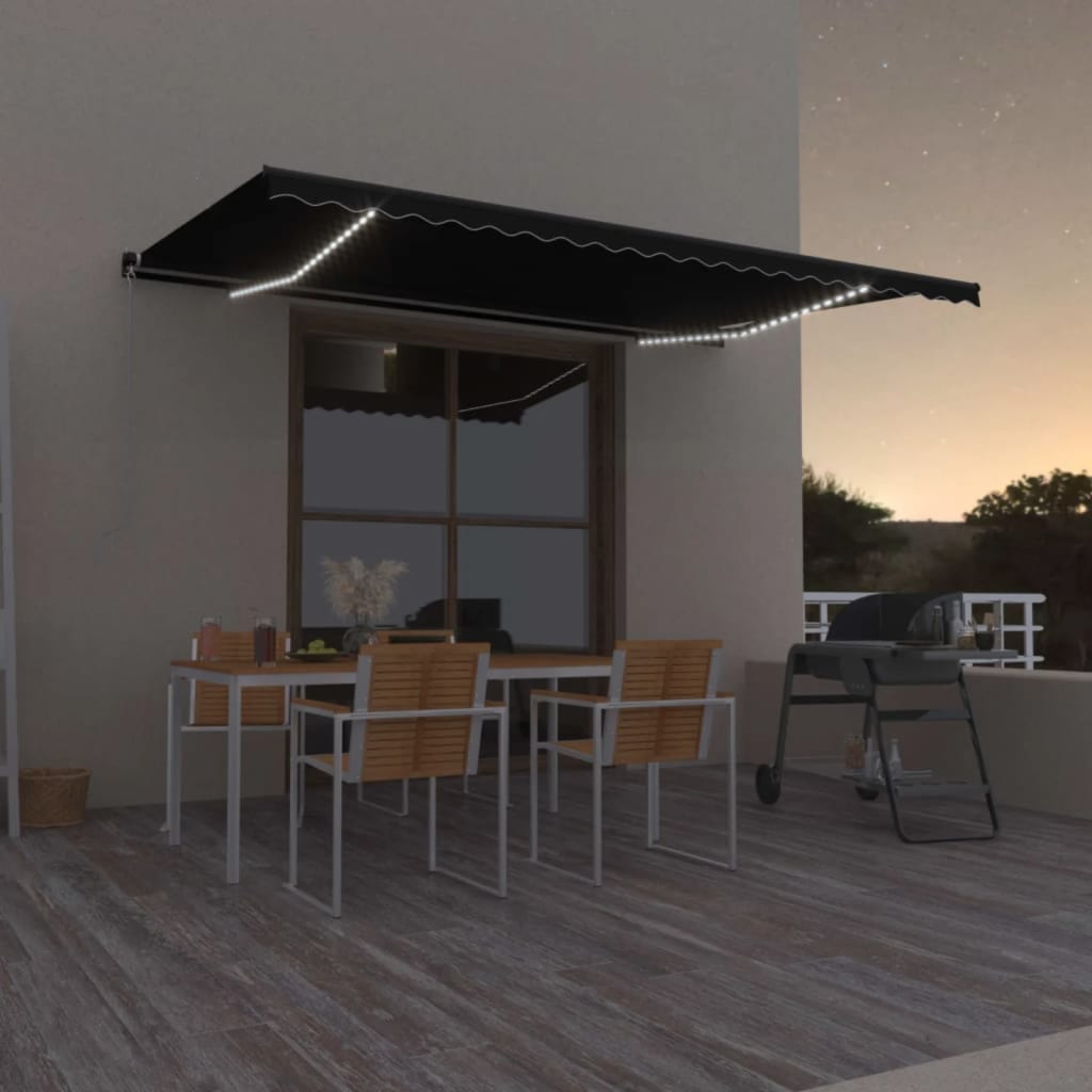 Vidaxl Luifel estendibile manualmente con colore antracite LED 500x350 cm