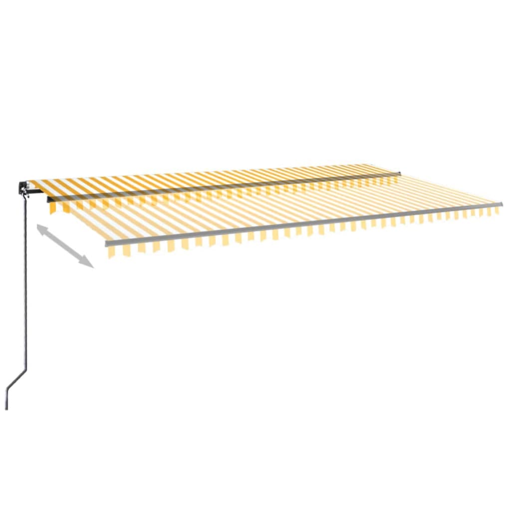 Vidaxl Luifel se extiende manualmente 600x350 cm de amarillo y blanco