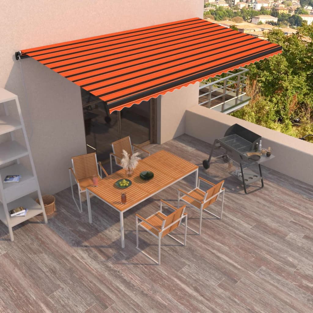 Vidaxl Luifel se extiende manualmente 600x350 cm de naranja y marrón