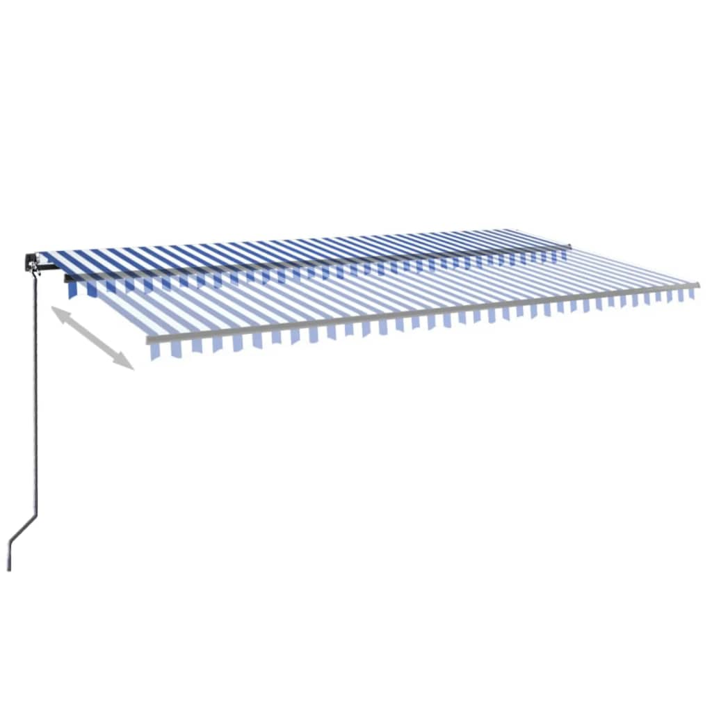VidaXL Luifel handmatig uittrekbaar met LED 600x350 cm blauw en wit