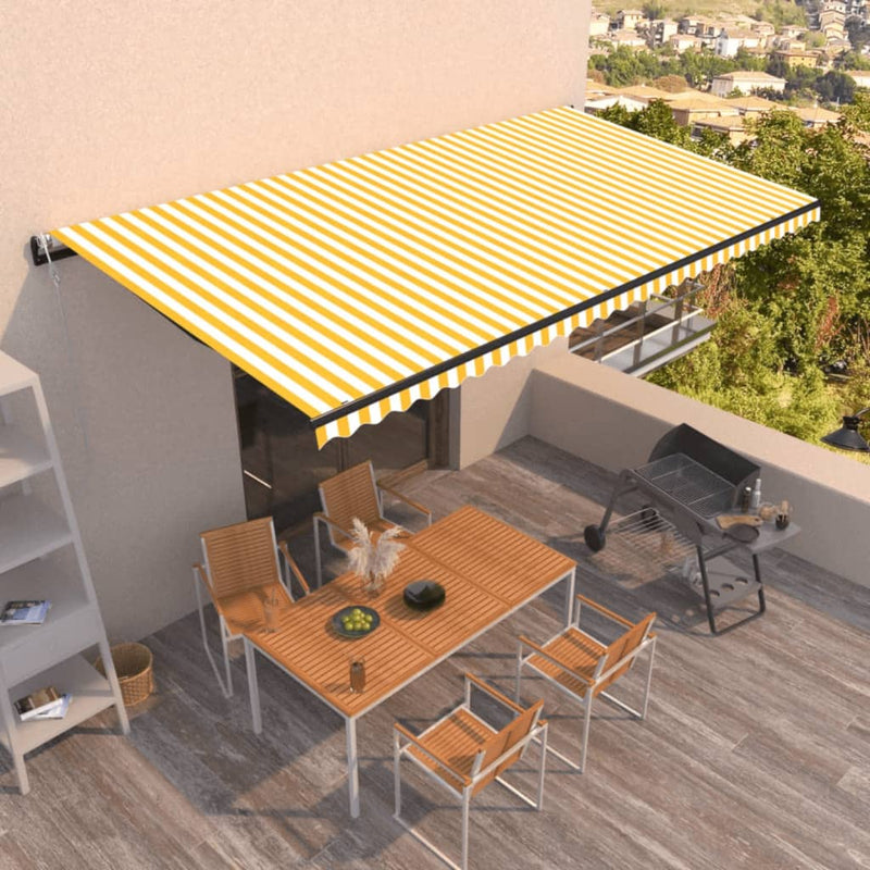 Vidaxl Luifel estende automaticamente 600x350 cm giallo e bianco