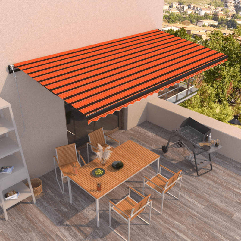 Vidaxl Luifel estende automaticamente 600x350 cm arancione e marrone