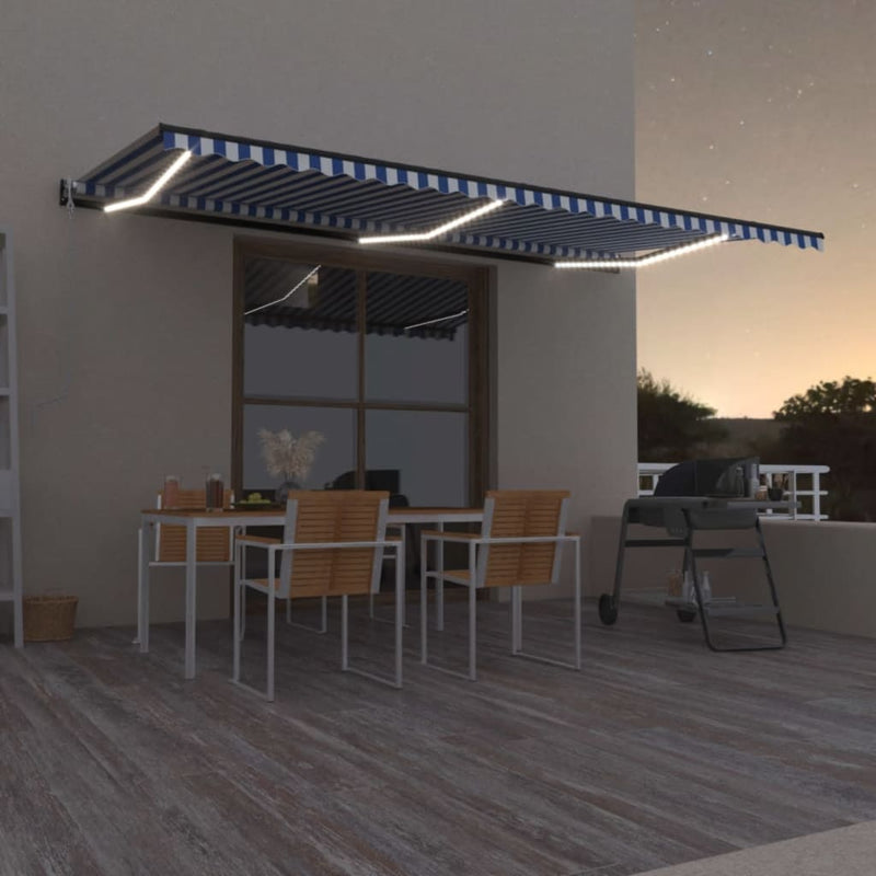 Vidaxl Luifel automatico con LED e sensore del vento 600x350 cm Bianco