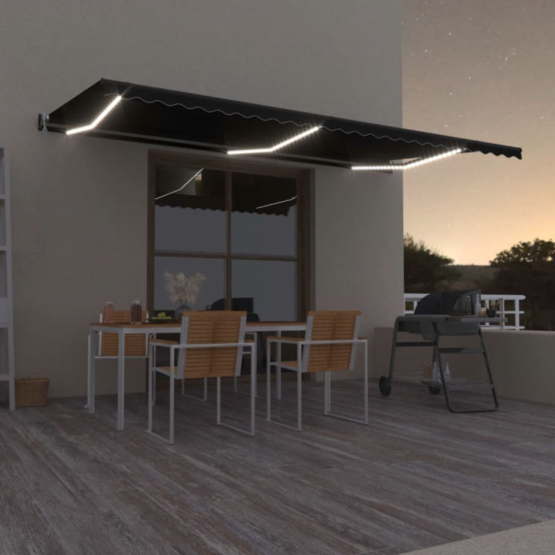 Vidaxl Luifel automatico con LED e sensore del vento 600x350 cm Antracite