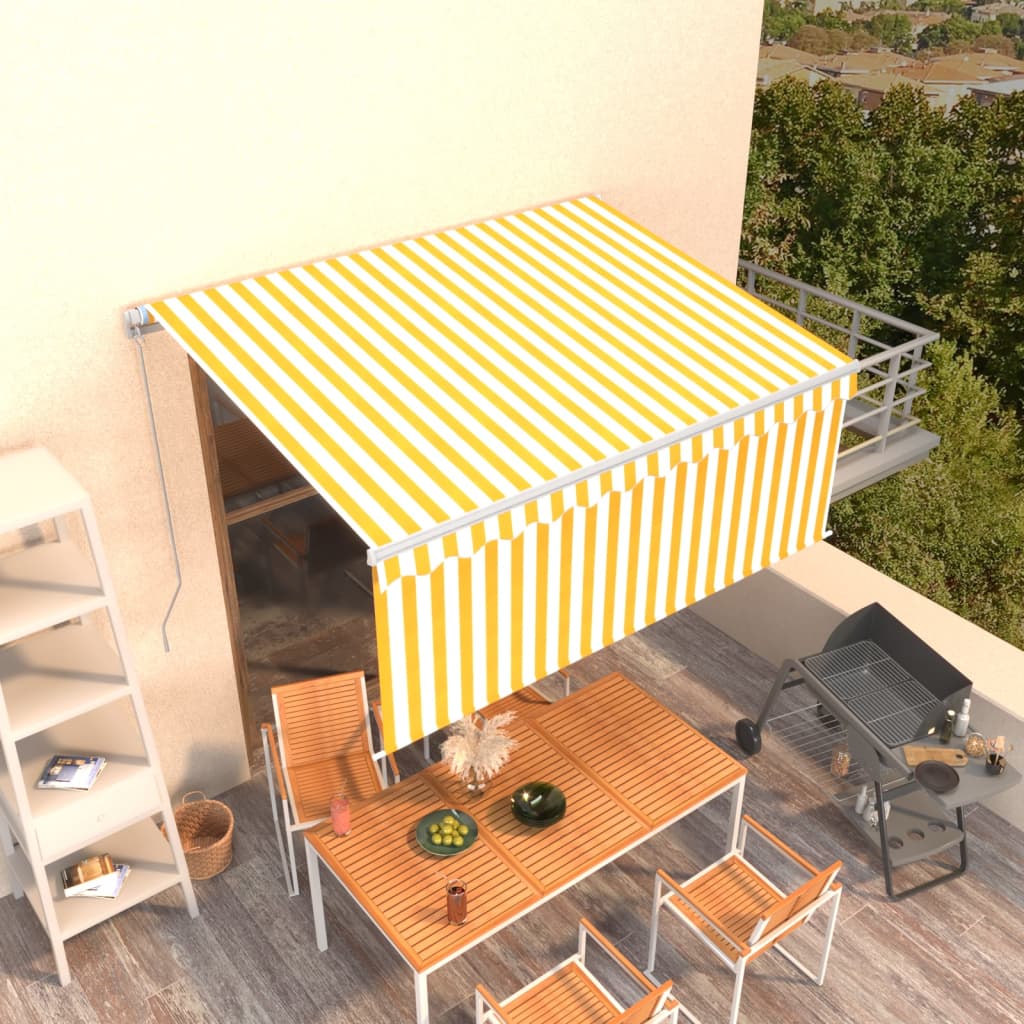 Toldo vidaxx extensible manualmente con estor enrollable 3x2,5 m amarillo y blanco