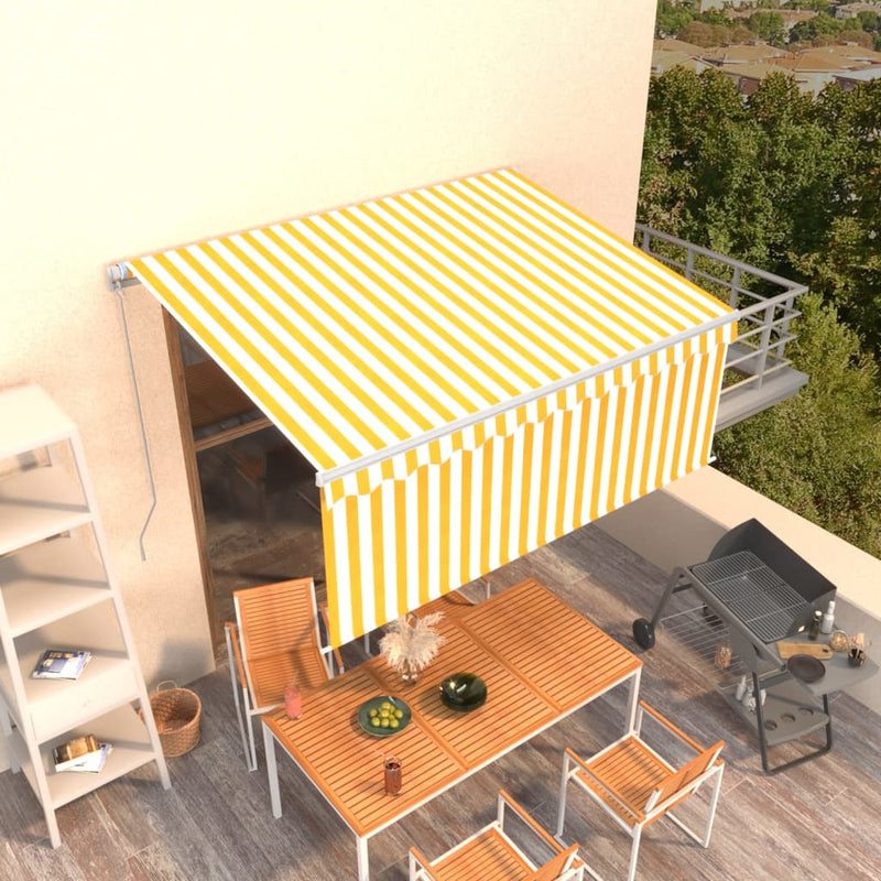 Toldo vidaxx extensible manualmente con estor enrollable 3x2,5 m amarillo y blanco