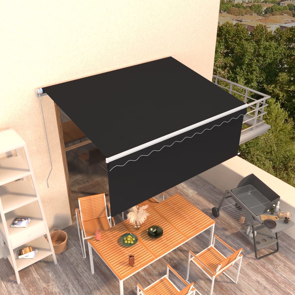 Toldo vidaxx extensible manualmente con estor enrollable 3x2,5 m antracita