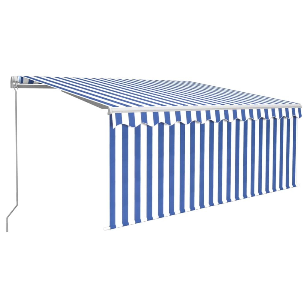 Vidaxl Luifel Manualmente extensible Roller Blind LED 3x2.5 m Blue blanco