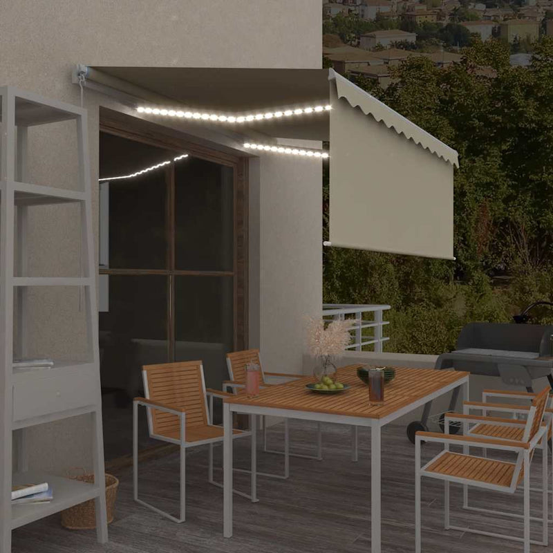 Toldo vidaxx extensible manualmente con estor enrollable LED 3x2,5 m crema