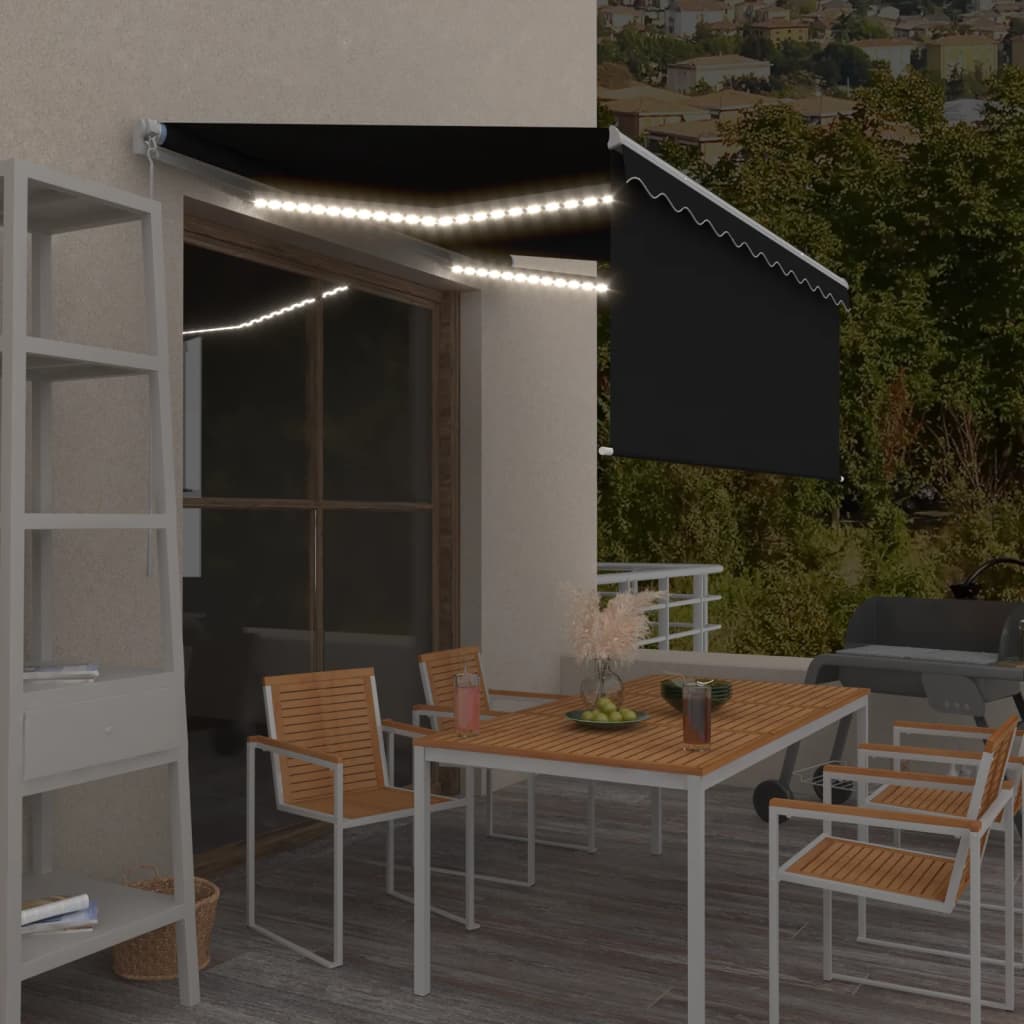 Toldo vidaxx estor enrollable extensible manualmente LED 3x2,5 m antracita