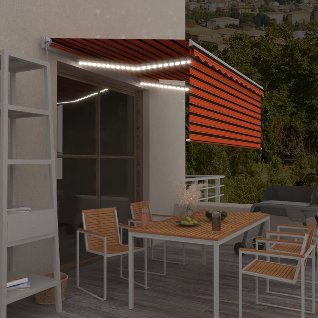 Vidaxx toldo cortina extensible manualmente LED 3x2,5 m naranja marrón